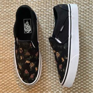 Vans Classic Black Floral Slip-On Sneakers